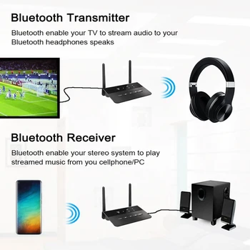 80M Bluetooth 5.0 RCA Receptor Transmițător CSR Aptx LL HD AAC SBC 3.5 mm Aux Audio Wireless Adaptor de Muzică Pentru TV, PC-uri Auto pentru Căști