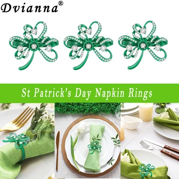 12Pcs Verde de Trifoi Inele pentru Șervețele St Patricks Zi, suporturi pentru Șervețele Shamrock Șervețel Catarama pentru St. Patrick ' s Day Petrecere de Nunta HWD112