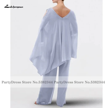 Lakshmigown Plus Dimensiune Mama de Mireasa Gâfâi Costume 2023 Elegante Femei 2 Piese Oaspete de Nunta Tinuta Conservatie Mâneci Capac