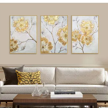 Frumoasa aur, flori de nunta de decorare 3 piese Handmade, pictura in ulei pe panza arta de perete imagine poster 659666666666662222222