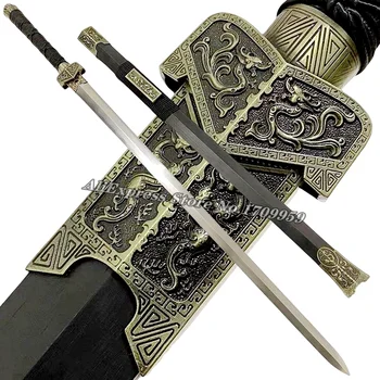 Dragon Sword Lut Temperat Pliat Damasc Lamă De Oțel Ascuțită China Dinastiei Han Sabie De Luptă Kung Fu Jian/WuShu/TaiChi Manual