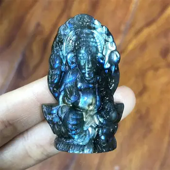 5cm Naturale Labradorit Ganesha Sculptate Cristale Și Pietre de Vindecare Lustruit Minerale Ornamente Acasă Decor 1buc