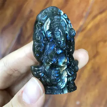 5cm Naturale Labradorit Ganesha Sculptate Cristale Și Pietre de Vindecare Lustruit Minerale Ornamente Acasă Decor 1buc