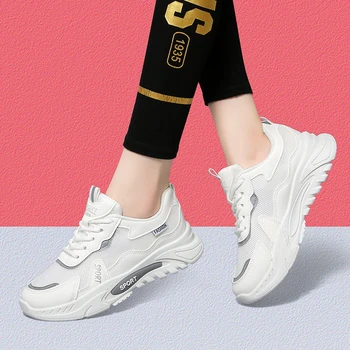 Femei adidași ochiurilor de plasă Respirabil rularea pantofi de moda pentru Femei pantofi casual Dantela-up platforma adidasi adidasi casual