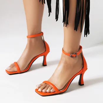 De mari dimensiuni Supradimensionate dimensiuni Mari, degetele de la picioare Pătrate de Moda sandale cu tocuri femei pantofi cu un design Confortabil Banchete de Nuntă