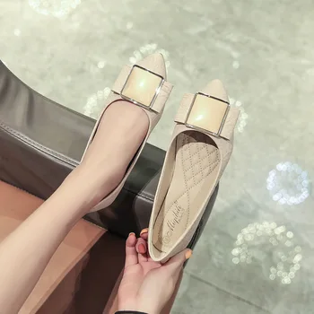 Catarama de Metal de caise subliniat toe flats superficial casual femei pantofi slip confortabil pe un doamnelor mocasini din piele moale mocasini femme 2020