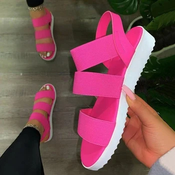 Femei Sandale Tesatura Stretch Sandale Plate Pantofi de Vara pentru Femei Pantofi 2023 Nou Casual Sandalias Mujer Încălțăminte de Vară