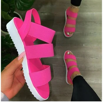 Femei Sandale Tesatura Stretch Sandale Plate Pantofi de Vara pentru Femei Pantofi 2023 Nou Casual Sandalias Mujer Încălțăminte de Vară
