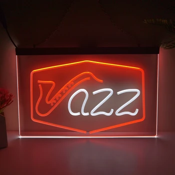 Barul de Jazz, Muzica Live Pub Club 2 Culoare Display LED Neon Semn Decor Acasă de Anul Nou de Perete Dormitor de Nunta 3D Lumina de Noapte