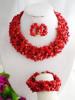 vânzare fierbinte !!! elegant colier cercei bratara coral set de bijuterii pentru petrecere/nunta 18