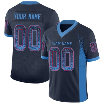 Moda Albastru Seria Personalizate Tricou de Fotbal Personlized de Imprimare și Coase de Fotbal V-Neck Atletic Unisex T-Shirt