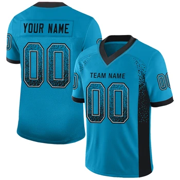 Moda Albastru Seria Personalizate Tricou de Fotbal Personlized de Imprimare și Coase de Fotbal V-Neck Atletic Unisex T-Shirt