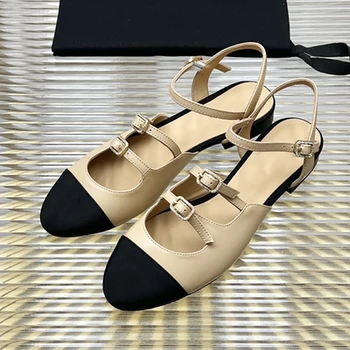 Spenneooy Vara Pentru Femei De Moda Culori Amestecate Despicare Fund Plat Dublu Cataramă Curea Glezna Pantofi Curea Pantofi Pantofi