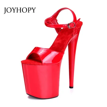 JOYHOPY 20 cm Toc Sandale Gladiator din Piele PU de Femei Peep Toe Tocuri foarte inalte, Plus Dimensiune 34 - 43 Petrecere Etapă Femeie Pantofi Platforma