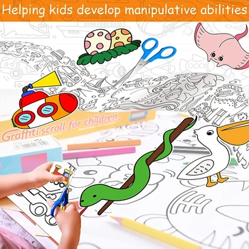 Copii Desen Rola Sticky Culoare de Umplere Hârtie Graffiti Scroll Colorat Rola de Hârtie Copii DIY Pictura de Învățare Jucarii Educative