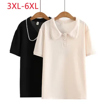 Noi 2023 Doamnelor Vara Plus Dimensiune Topuri Pentru Femei de Mari Dimensiuni Short Sleeve V-neck T-shirt Albastru 3XL 4XL 5XL 6XL