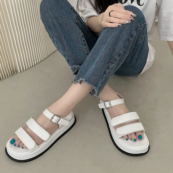 Dublu cataramă sandale femei pană de Moda de Vara pentru Femei Pantofi sandale Platforma, Sandale de Plajă cizme Negre Sandale Albe VC5513