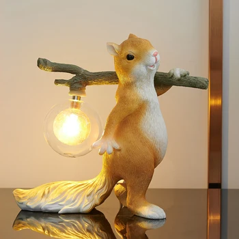 Rășină veveriță lampă de masă mini LED lumina de Noapte mici decorarea camerei copiilor animal veverita lampa de birou lampă de noptieră Home Deco