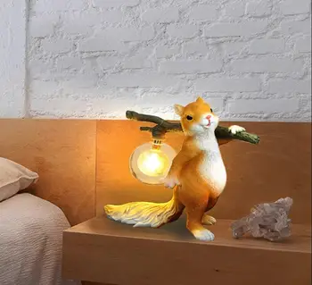 Rășină veveriță lampă de masă mini LED lumina de Noapte mici decorarea camerei copiilor animal veverita lampa de birou lampă de noptieră Home Deco